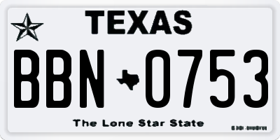 TX license plate BBN0753