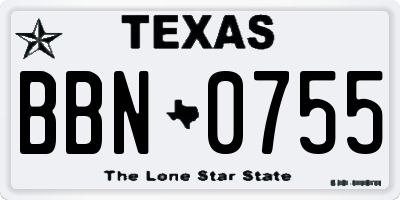 TX license plate BBN0755