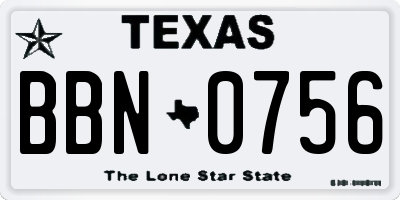 TX license plate BBN0756