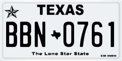 TX license plate BBN0761