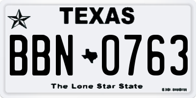 TX license plate BBN0763