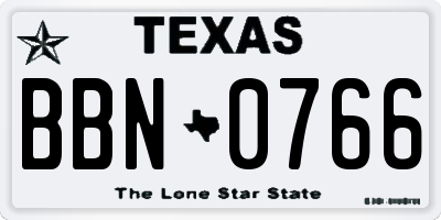 TX license plate BBN0766