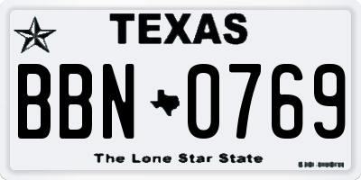 TX license plate BBN0769