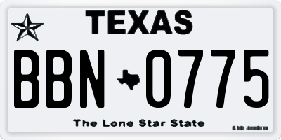 TX license plate BBN0775
