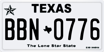 TX license plate BBN0776