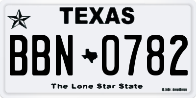 TX license plate BBN0782