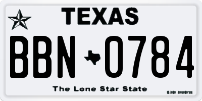 TX license plate BBN0784