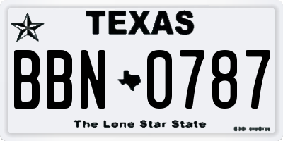 TX license plate BBN0787