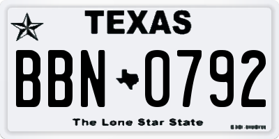 TX license plate BBN0792
