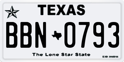 TX license plate BBN0793