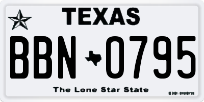 TX license plate BBN0795