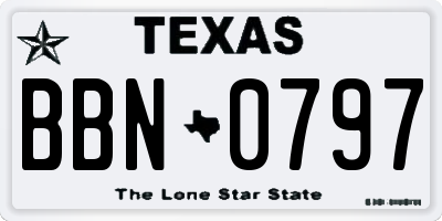 TX license plate BBN0797