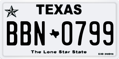 TX license plate BBN0799