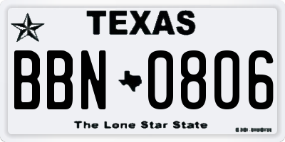 TX license plate BBN0806