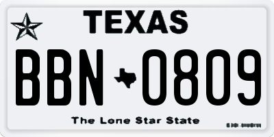 TX license plate BBN0809