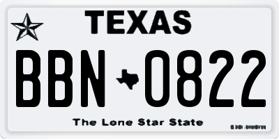 TX license plate BBN0822