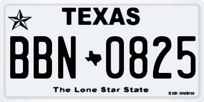 TX license plate BBN0825