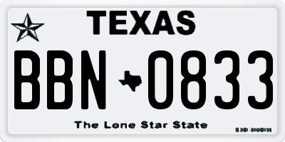 TX license plate BBN0833