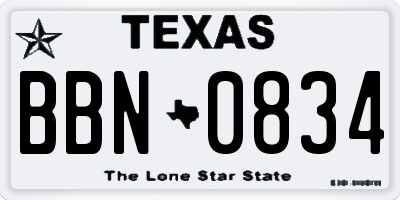TX license plate BBN0834