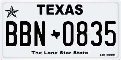 TX license plate BBN0835