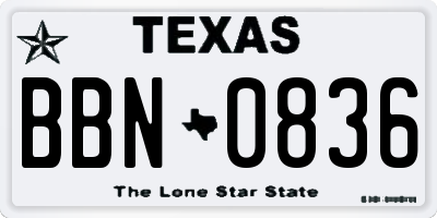 TX license plate BBN0836