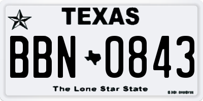 TX license plate BBN0843