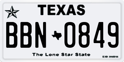 TX license plate BBN0849