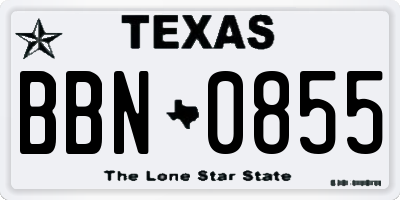 TX license plate BBN0855