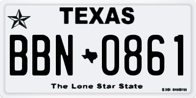 TX license plate BBN0861