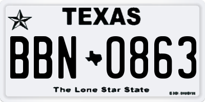 TX license plate BBN0863