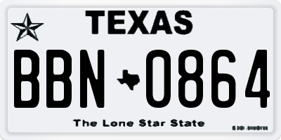 TX license plate BBN0864