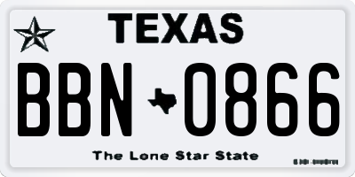 TX license plate BBN0866