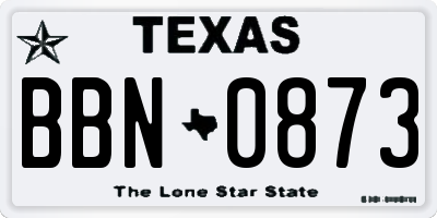 TX license plate BBN0873