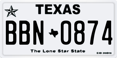 TX license plate BBN0874