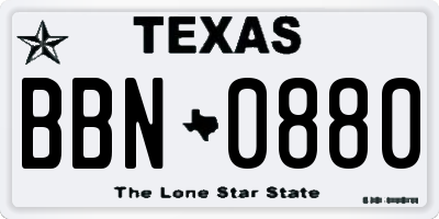 TX license plate BBN0880