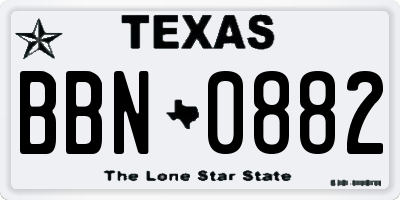 TX license plate BBN0882