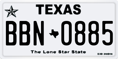TX license plate BBN0885