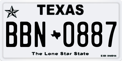 TX license plate BBN0887