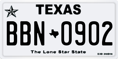 TX license plate BBN0902