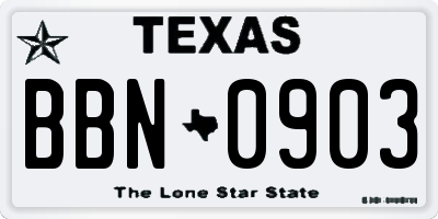 TX license plate BBN0903
