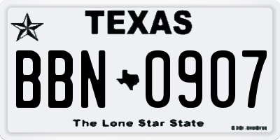 TX license plate BBN0907