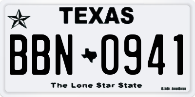 TX license plate BBN0941