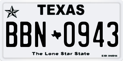 TX license plate BBN0943