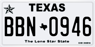 TX license plate BBN0946
