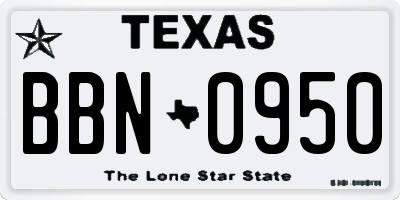 TX license plate BBN0950