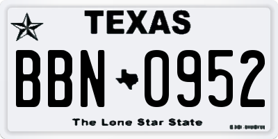 TX license plate BBN0952