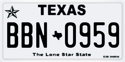 TX license plate BBN0959