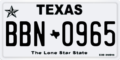 TX license plate BBN0965