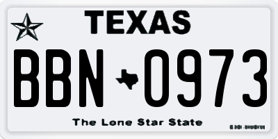 TX license plate BBN0973