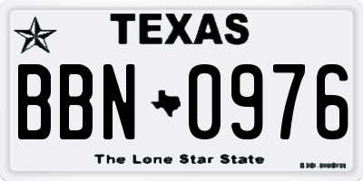 TX license plate BBN0976